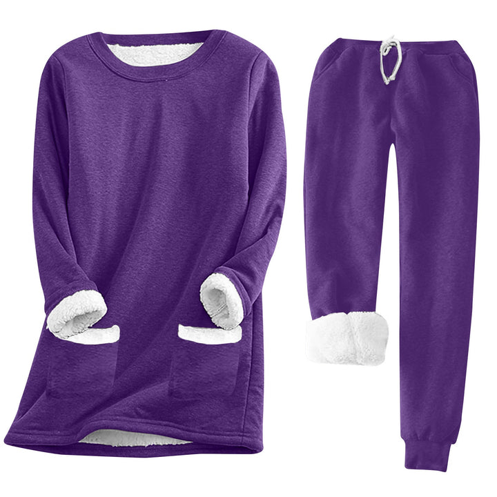 Damen Kuschelige LoungEchoarchivnzug mit Fleece-Innenfutter und praktischen Taschen Echoarchiv