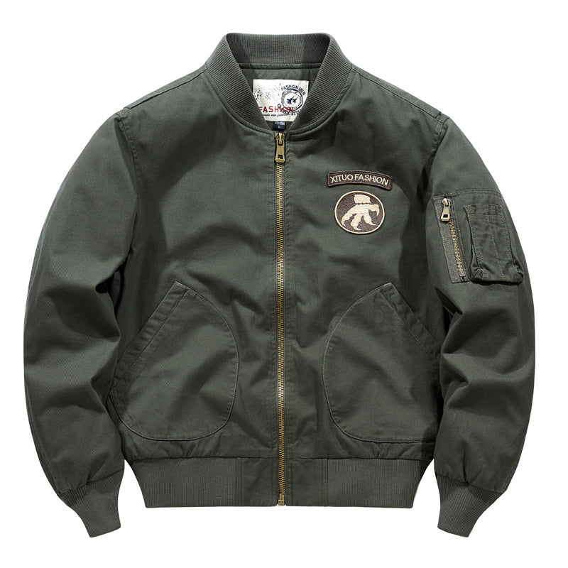 Herren  Baumwoll-Twill Aviator-Stil Bomberjacke mit geschwungenen Handtaschen Echo Archiv