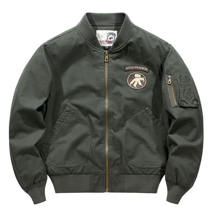 Herren  Baumwoll-Twill Aviator-Stil Bomberjacke mit geschwungenen Handtaschen Echo Archiv