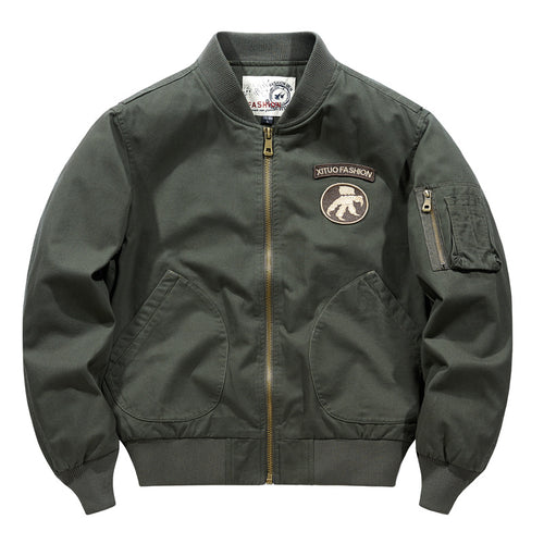 Herren  Baumwoll-Twill Aviator-Stil Bomberjacke mit geschwungenen Handtaschen Echo Archiv