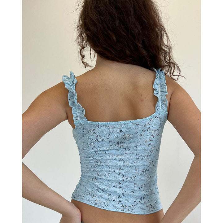 Damen Spitzenoberteil mit Rüschendetails und Bindegürtel Echo Archiv