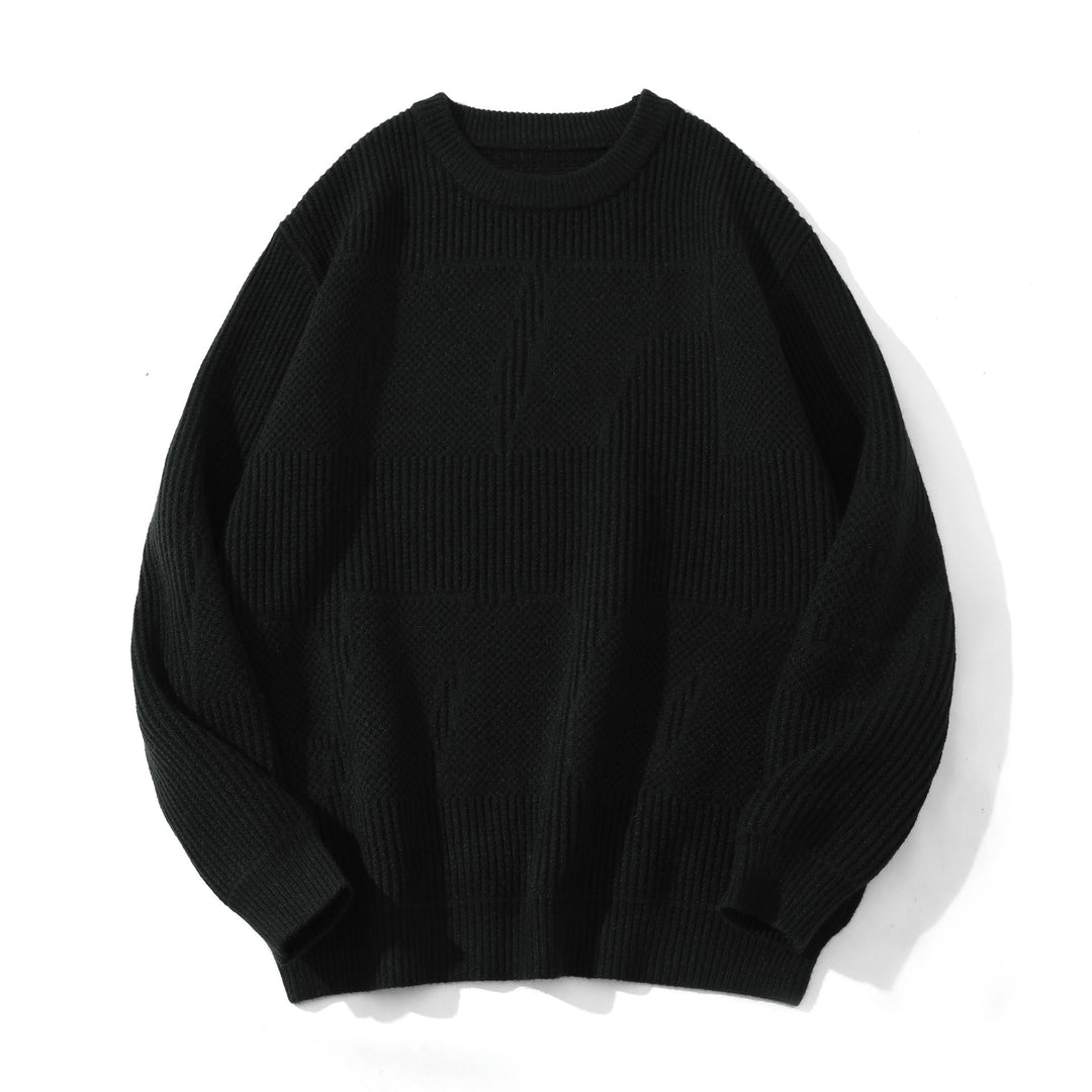 Unisex Strukturierter Oversize-Rundhalspullover mit Panel‑Strick Echoarchiv