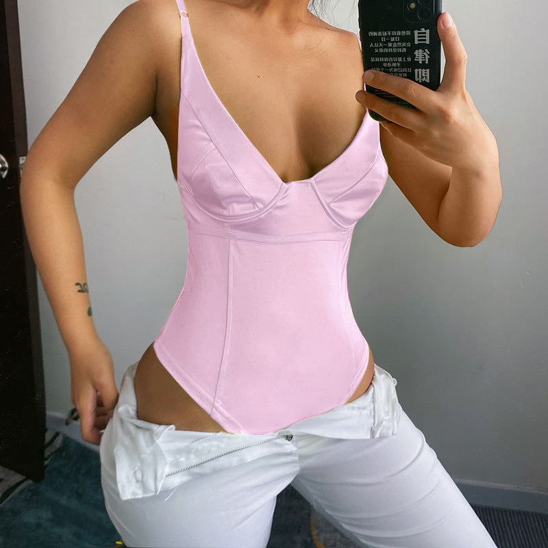 Damen Satin-Bustier-Top mit tiefem V-Ausschnitt und eleganter Passform Echo Archiv
