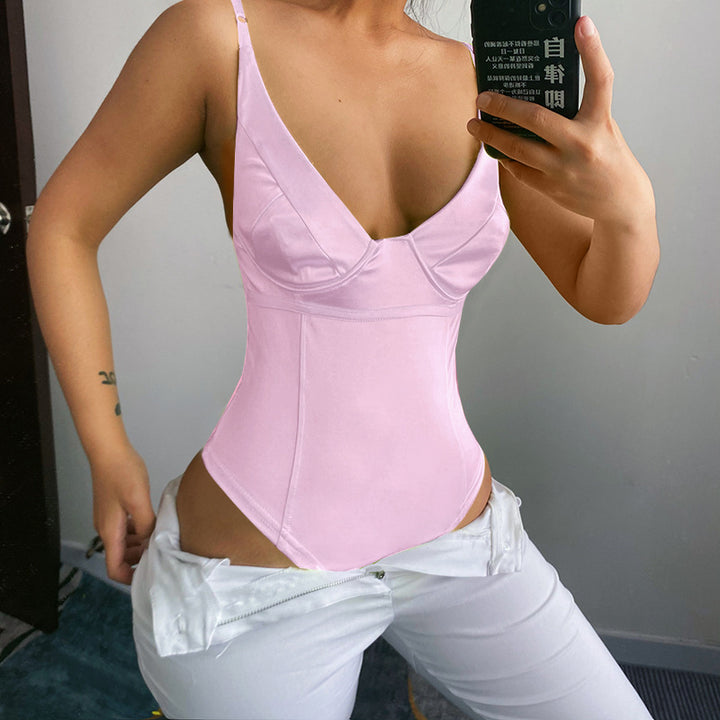Damen Satin-Bustier-Top mit tiefem V-Ausschnitt und eleganter Passform Echo Archiv