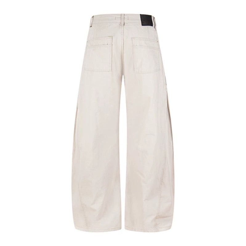 Damen Weite Cargo-Palazzo-Hose mit hohem Bund, großen Klappentaschen und verstellbarem Saum Echoarchiv
