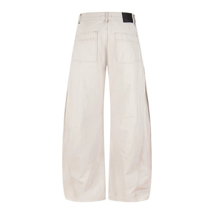 Damen Weite Cargo-Palazzo-Hose mit hohem Bund, großen Klappentaschen und verstellbarem Saum Echoarchiv