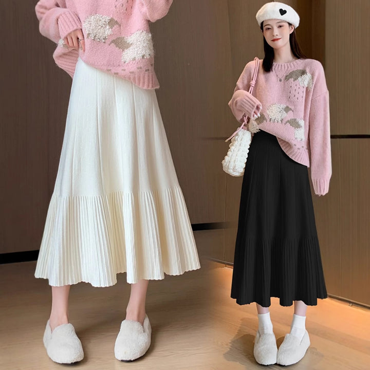 Damen Plissierter Midi-Rock aus weichem Material Echo Archiv
