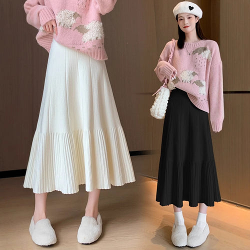 Damen Plissierter Midi-Rock aus weichem Material Echo Archiv