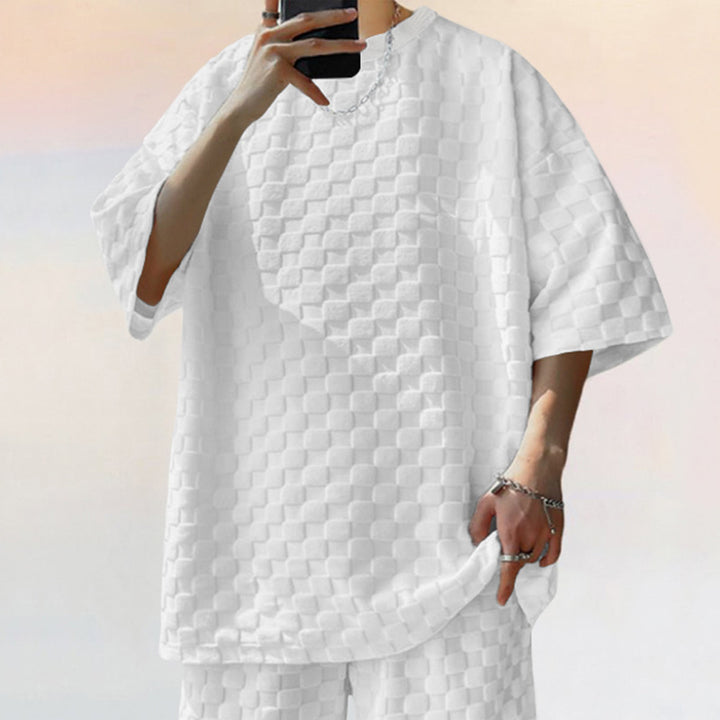 Herren lässiges Kurzarmshirt aus strukturierter Baumwolle Echoarchiv