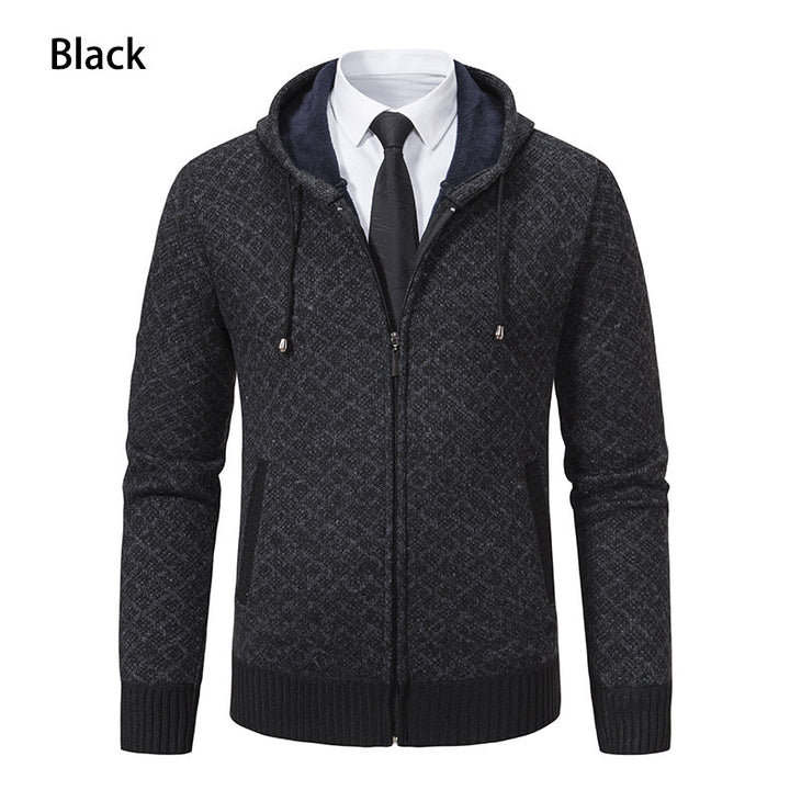 Herren Jacquard-Zipstrickjacke mit Kapuze und wärmendem Fleecefutter Echo Archiv