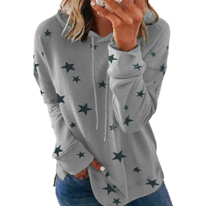 Damen Oversize-Kapuzenpullover aus weichem Baumwollmix mit Sternenprint Echoarchiv