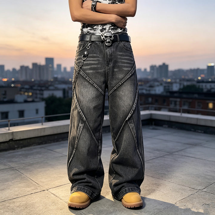 Damen Modische Baggy-Jeans mit einzigartigen Nähte Echoarchiv