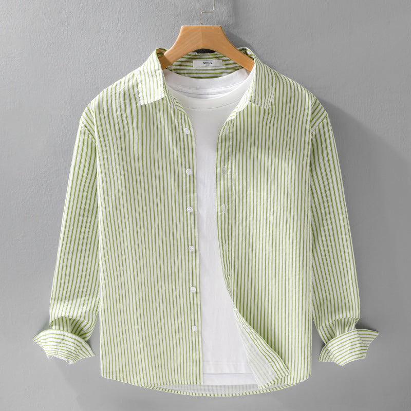 Herren Relaxed-Layering-Hemd mit feinen Längsstreifen, Kentkragen und softem Baumwollmix Echoarchiv