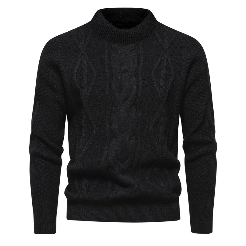 Herren Feinstrick-Pullover mit kurzem Stehkragen und Zopfstrickstruktur Echo Archiv