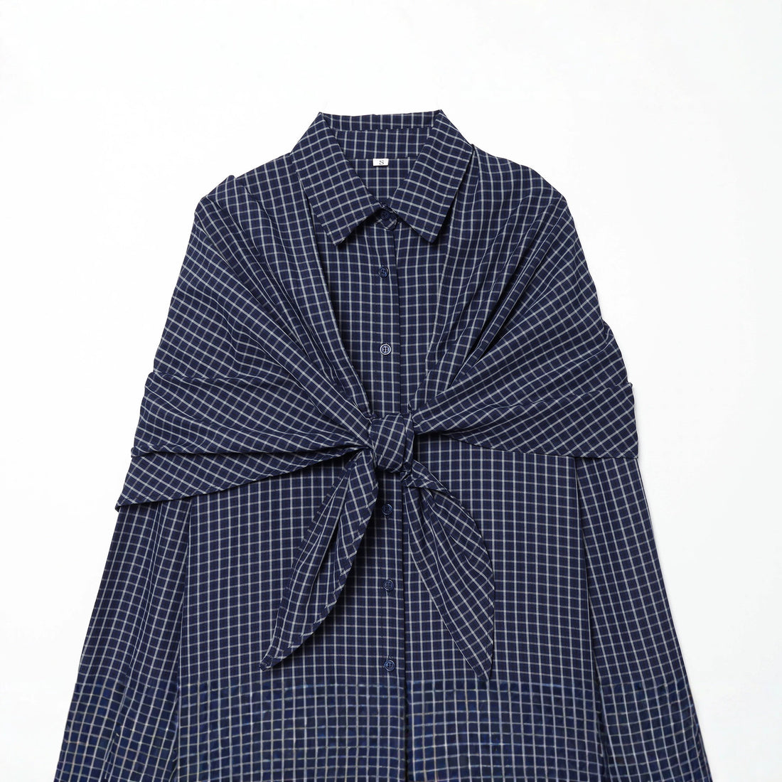 Damen Karo-Bluse mit Knotendetail und Oversize-Schnitt Echoarchiv