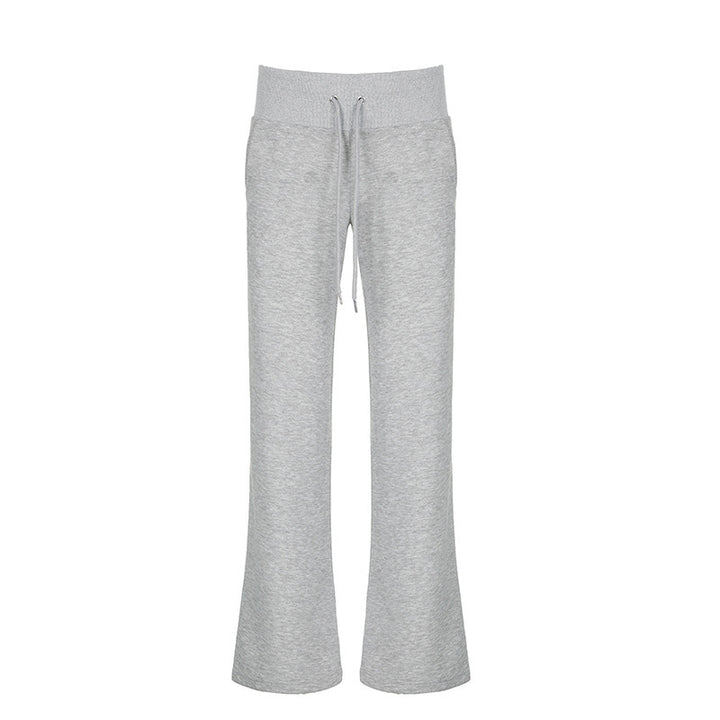 Damen High-Waist Schlag-Jogginghose aus Soft-Sweat mit Rippbund und Kordelzug – Avélisse