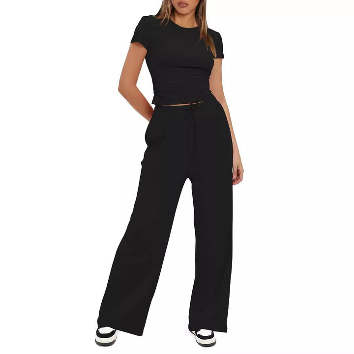 Damen Lässiges Lounge-Set mit weitem Oberteil und bequemen Hosen Echo Archiv