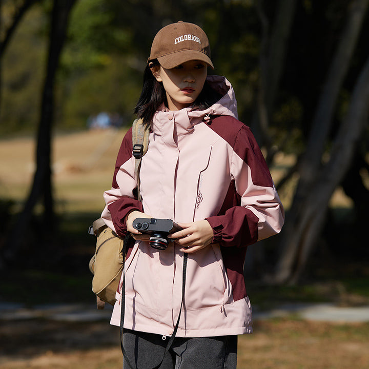 Damen zweilagige Softshell‑Outdoorjacke mit abnehmbarem Fleece‑Innenlayer und Kapuze Echoarchiv