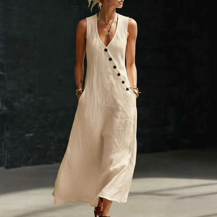 Damen Langarmkleid mit seitlichem Schlitz und Knopfdetails Echo Archiv