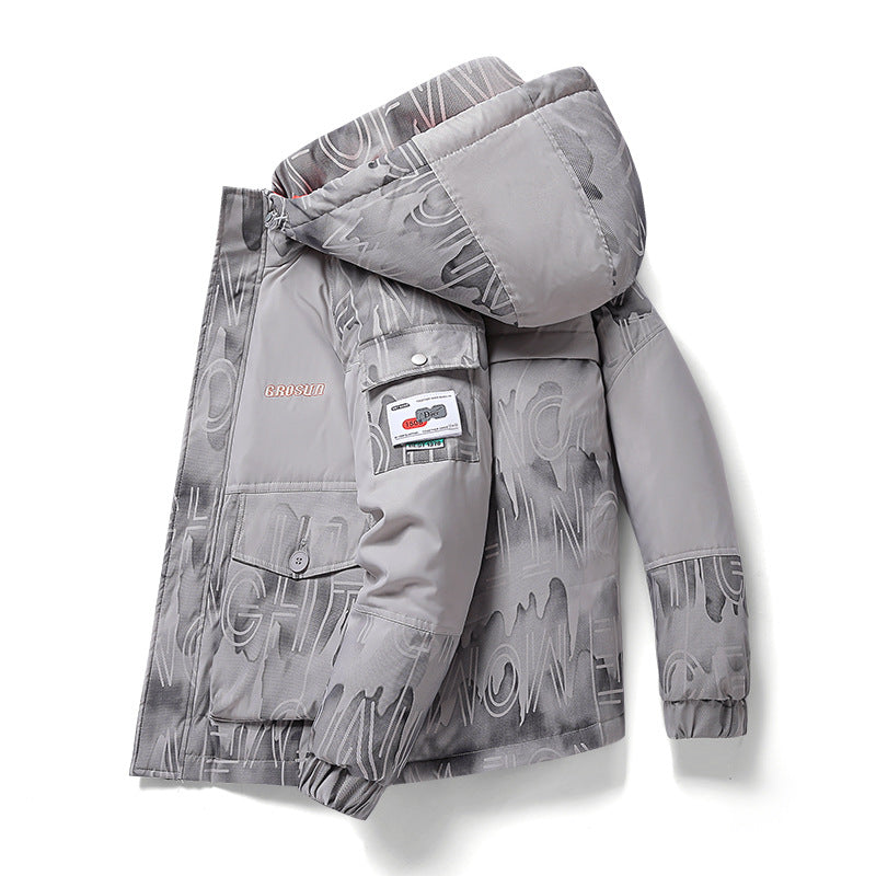Herren gestepptes Winterjacke mit verstellbarem Kapuzen-Design und praktischen Taschen Echoarchiv