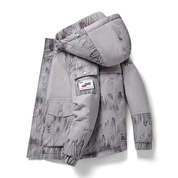 Herren gestepptes Winterjacke mit verstellbarem Kapuzen-Design und praktischen Taschen Echoarchiv
