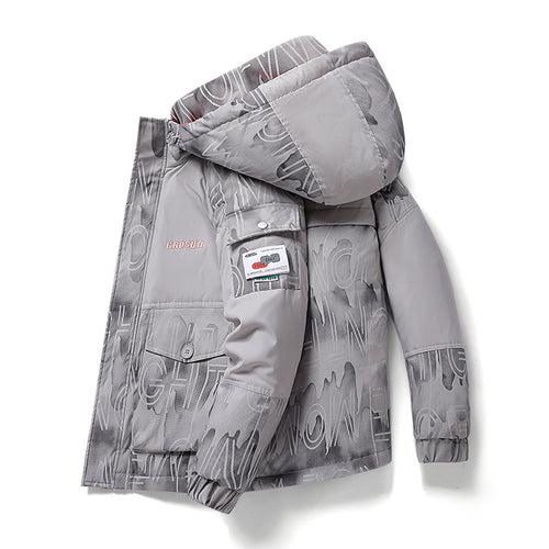 Herren gestepptes Winterjacke mit verstellbarem Kapuzen-Design und praktischen Taschen Echoarchiv