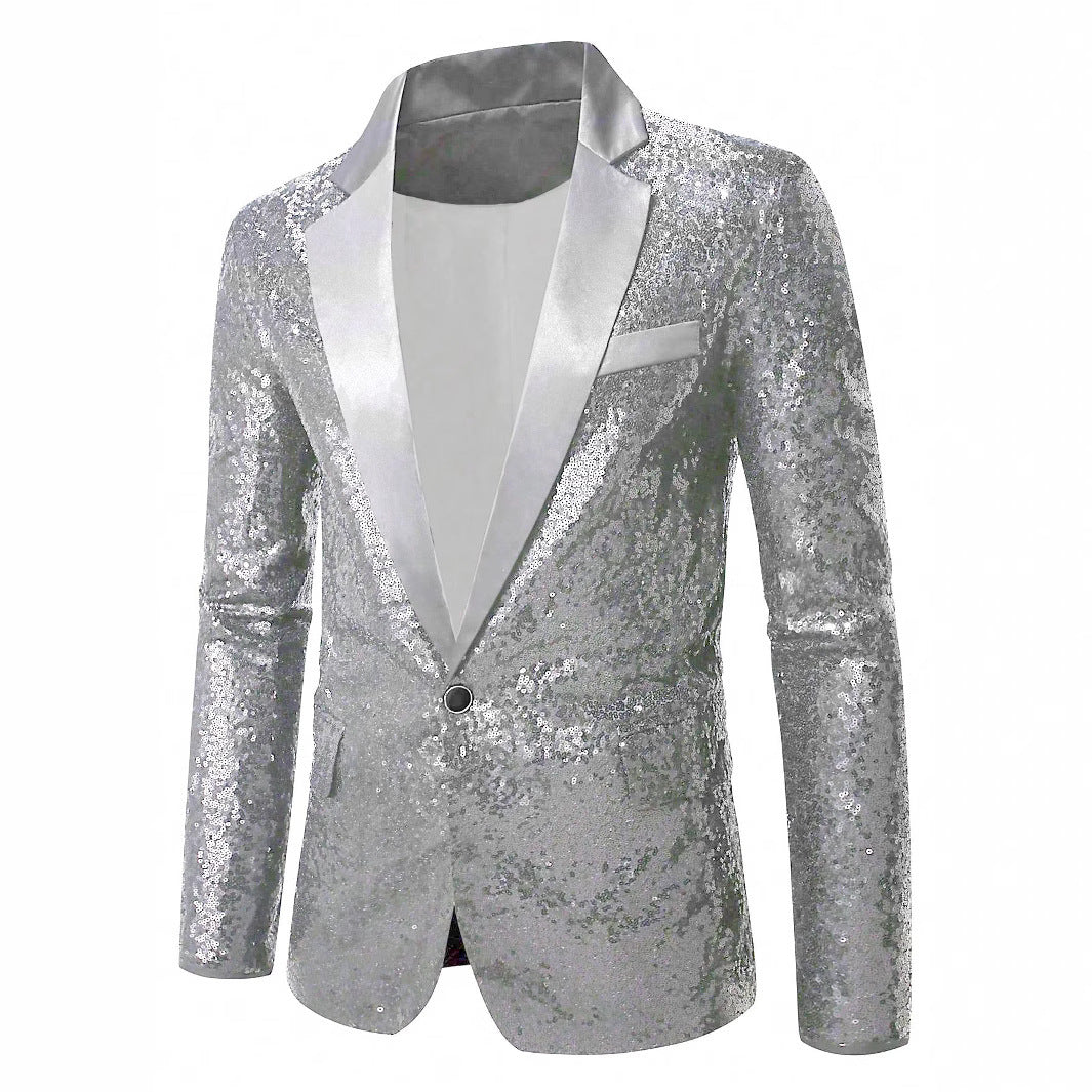 Herren festlicher Paillettenblazer mit elegantem Satinrevers Echoarchiv