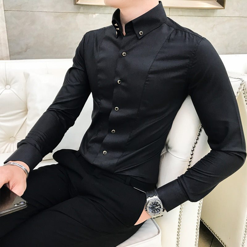 Herren Elegantes Langarmhemd mit feinen Knopfdetails Echoarchiv