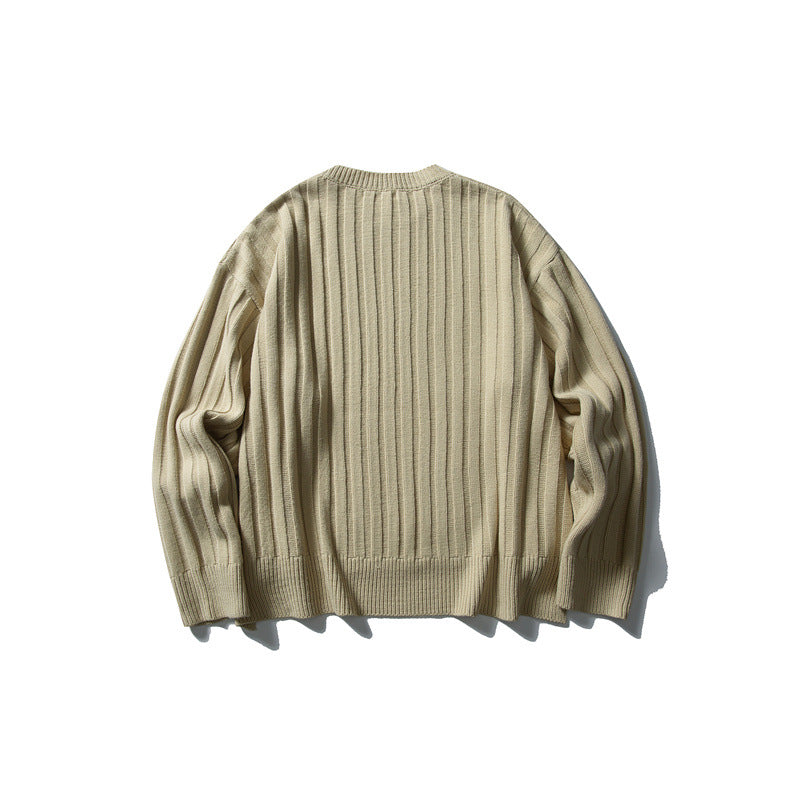 Unisex Grobstrick-Pullover mit breitem Rippmuster und weitem Schnitt Echoarchiv