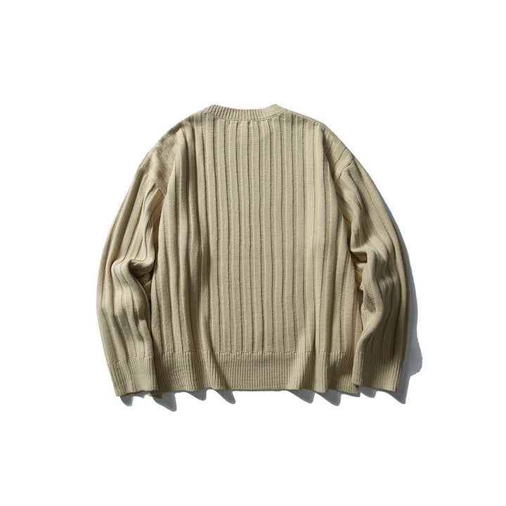 Unisex Grobstrick-Pullover mit breitem Rippmuster und weitem Schnitt Echoarchiv