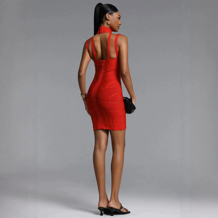 Damen Figurbetontes Minikleid mit hochgeschlossenem Ausschnitt und raffinierten Cut-Outs Echo Archiv