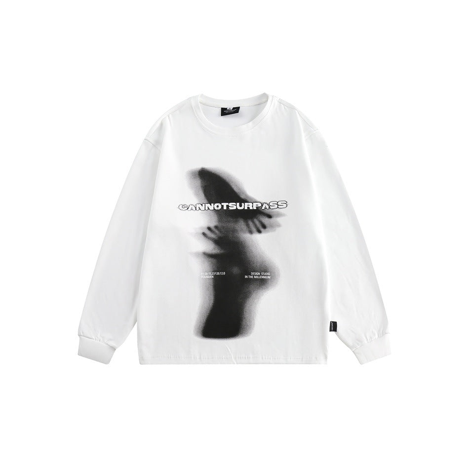 Unisex Oversize-Langarmshirt mit surrealem Photoprint und gerippten Bündchen Echoarchiv