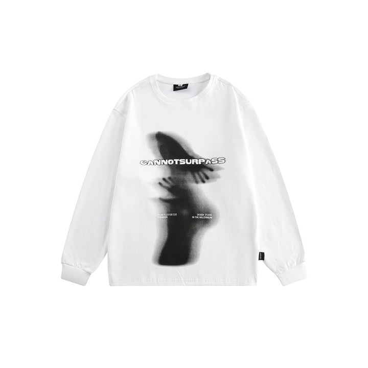 Unisex Oversize-Langarmshirt mit surrealem Photoprint und gerippten Bündchen Echoarchiv