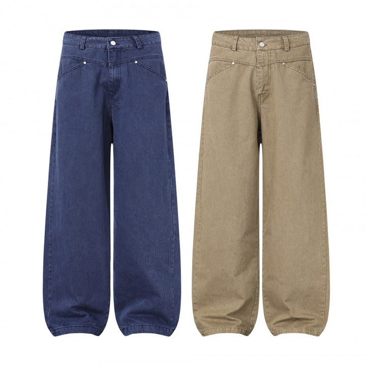 Damen Weite Highwaist Balloon-Jeanshose aus robustem Denim mit elastischem Knöchelsaum Echo Archiv