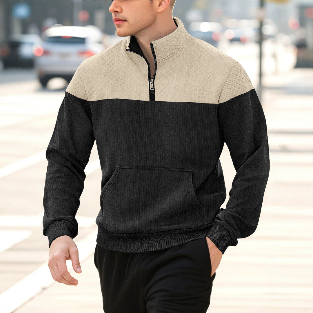 Herren trendiger Stehkragen-Fleece-Pullover Echoarchiv