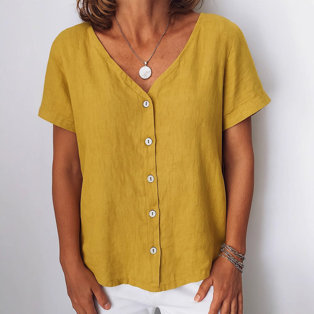 Damen Leinenbluse mit Knopfdetails Echo Archiv