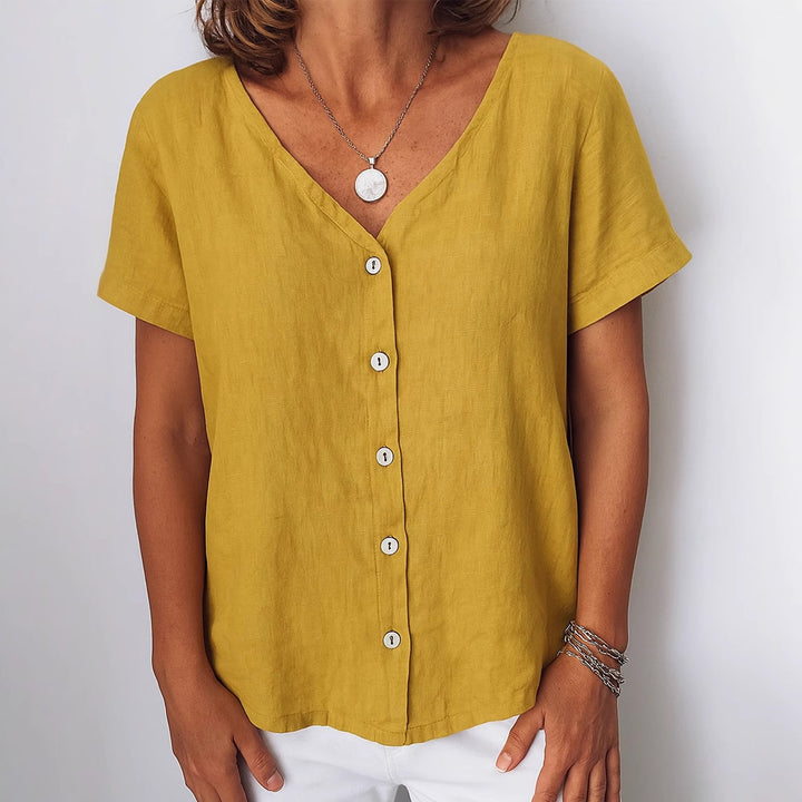 Damen Leinenbluse mit Knopfdetails Echo Archiv