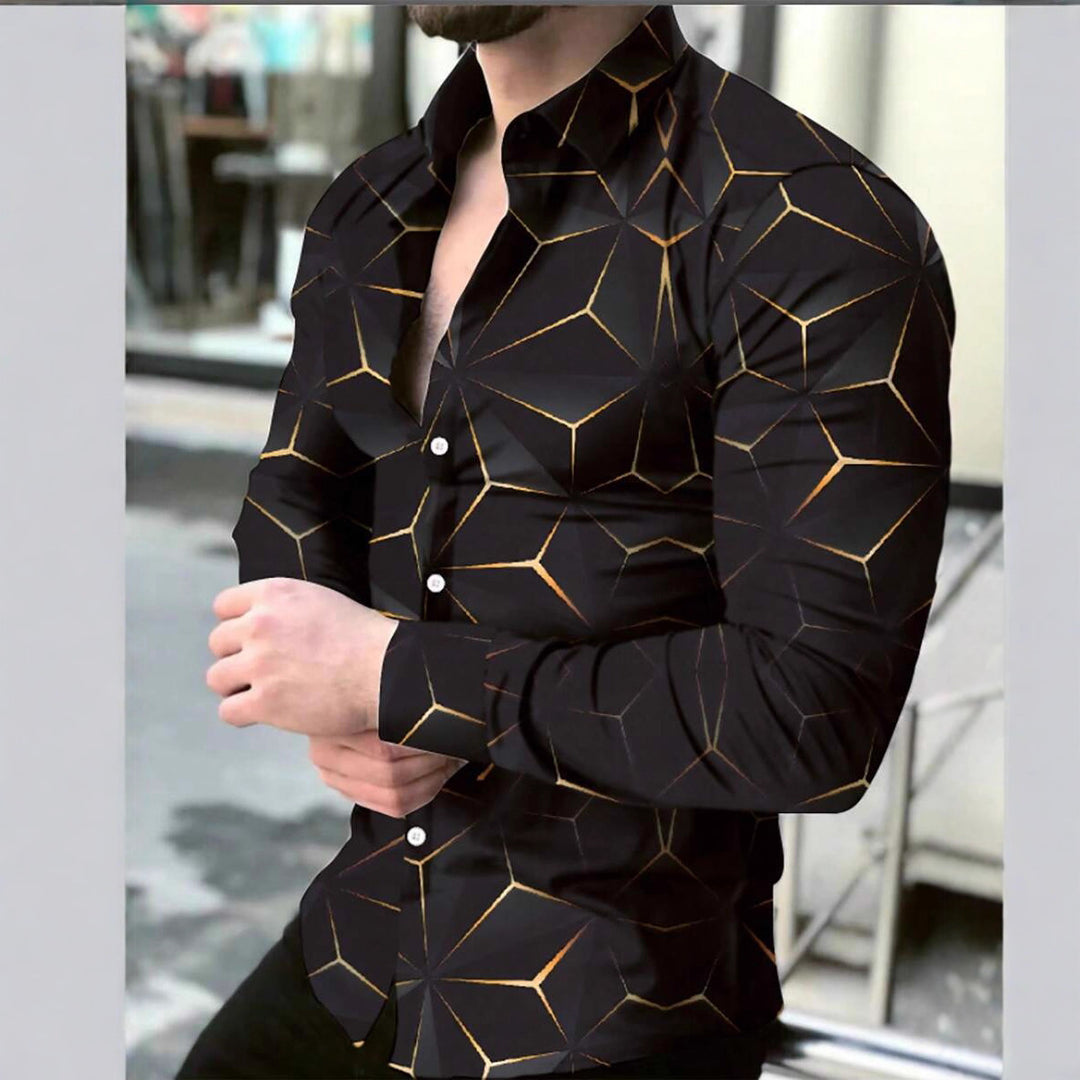Herren Langarmhemd mit kreativem Muster Echoarchiv