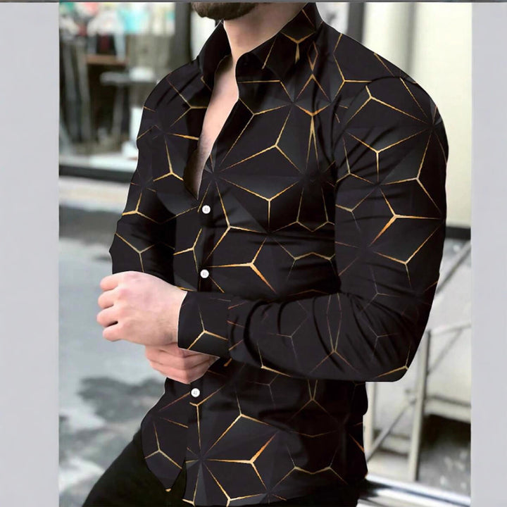 Herren Langarmhemd mit kreativem Muster Echoarchiv