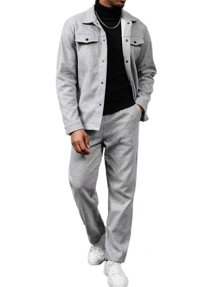 Herren nan zweiteiliges Overshirt- und Relaxhose-Set aus weichem Baumwollfrottee mit Druckknopfleiste und Tunnelzug Echo Archiv