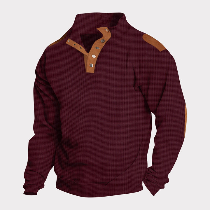 Herren Pullover mit modischem Knopfleisten-Design und strukturierten Ärmeln Echoarchiv