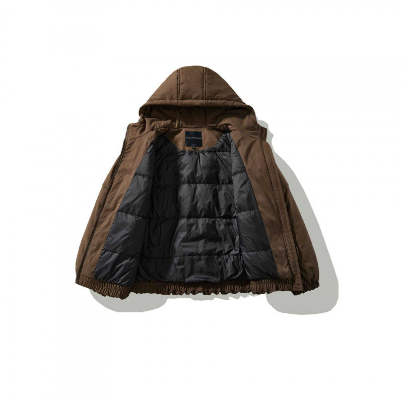Unisex Oversize Stepp-Bomberjacke mit hoher Kapuze, geformten Pattentaschen und elastischem Saum Echo Archiv