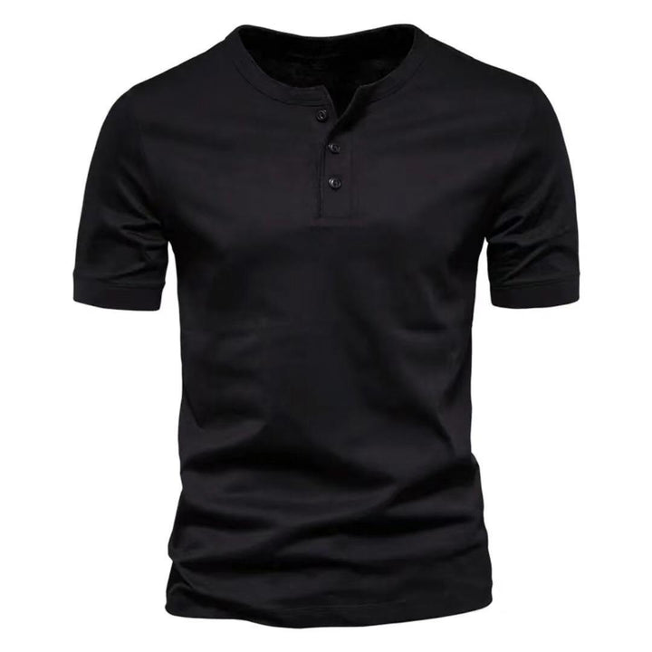 Herren Kurzarm-Henley-Shirt mit Knopfleiste aus atmungsaktiver Baumwolle Echoarchiv
