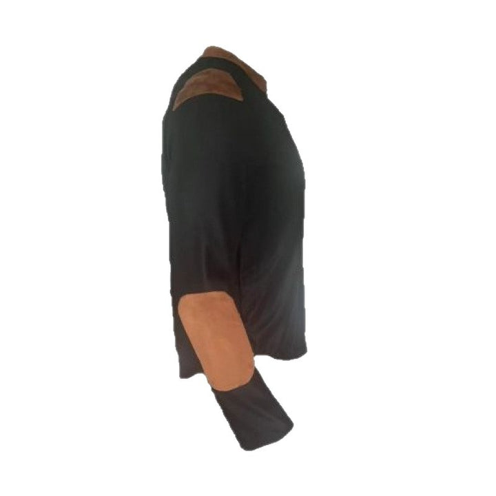 Herren Langärmeliges Shirt mit Struktur und Lederapplikationen Echoarchiv