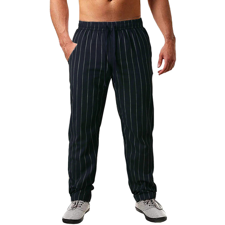 Herren lässige Streifen-Hosen aus Baumwollmix mit elastischem Bund und praktischen Eingrifftaschen Echoarchiv