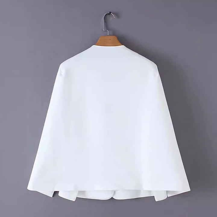 Damen Eleganter Cape‑Blazer mit offenen Ärmelschlitzen und cleanem Fall Echoarchiv