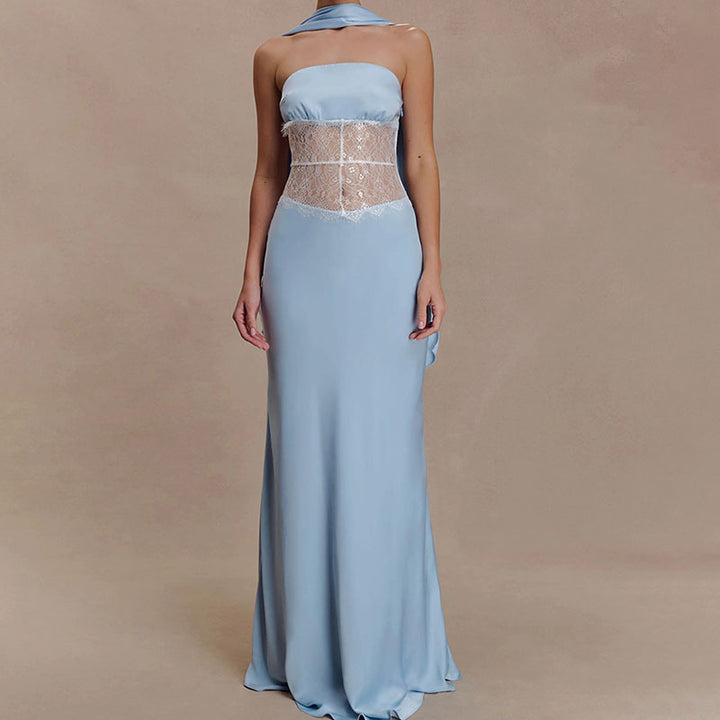 Damen Hochwertiges Abendkleid mit floralem Spitzenoberteil Echo Archiv
