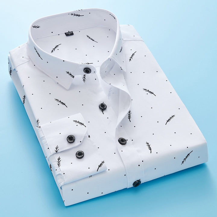 Herren nan Slim-Fit Business-Hemd mit feinem botanischem Print und Kentkragen Echo Archiv
