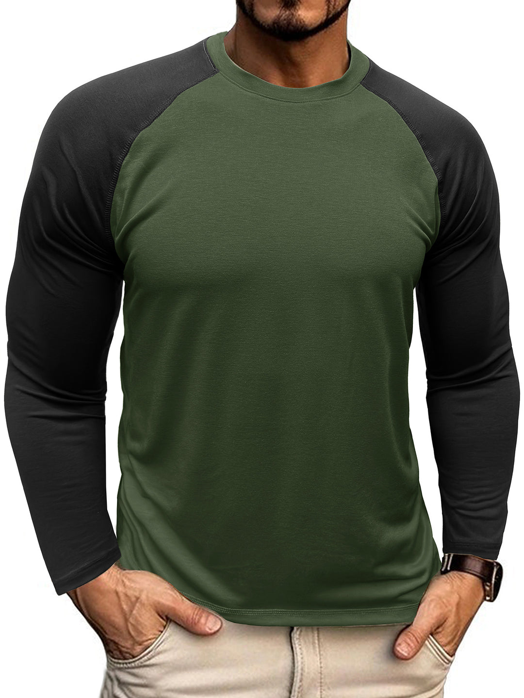 Herren Raglan Langarmshirt mit Kontrastärmeln Echoarchiv