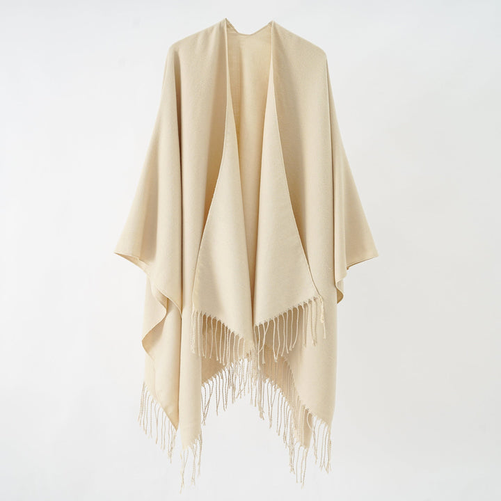 Damen Modischer Fransen-Poncho Aus Weichem Material mit Luxuriösem Fall Echoarchiv